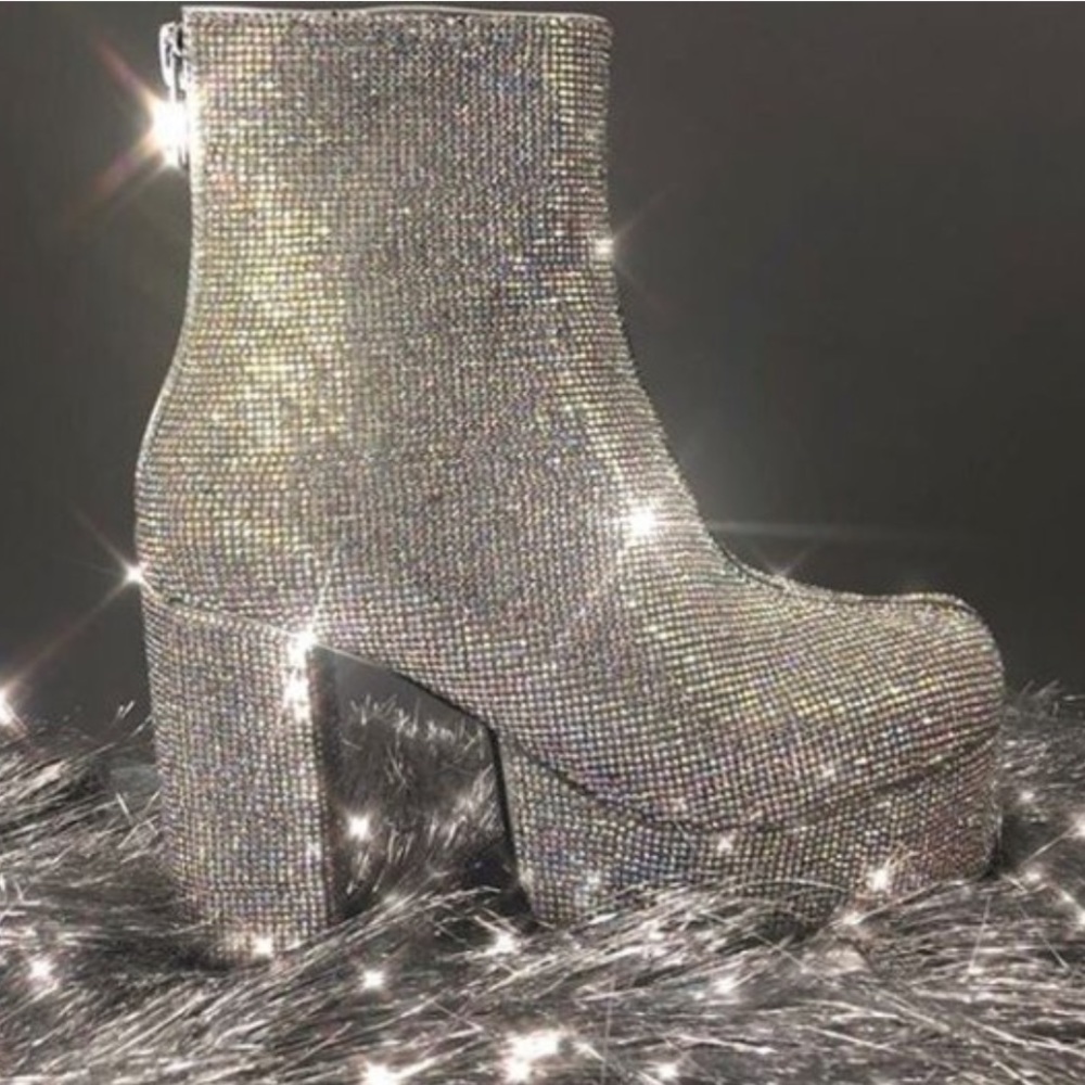NIB Crystal Encrusted Platform Boots - Picture 3 of 8